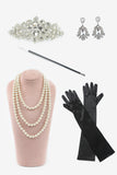 Paillettes dorate nere Plus Size 1920s Gatsby Dress con set di accessori anni '20