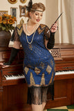 Royal Blue Plus Size 1920s Gatsby Dress con set di accessori anni '20
