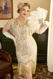 Albicocca Plus Size 1920s Gatsby Dress con set di accessori anni '20