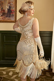 Albicocca Plus Size 1920s Gatsby Dress con set di accessori anni '20