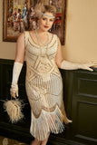 Albicocca Plus Size 1920s Gatsby Dress con set di accessori anni '20