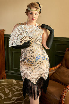 Paillettes albicocca 1920s Plus Size Dress con set di accessori anni '20
