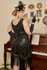 Carica l&#39;immagine nel visualizzatore di Gallery, Paillettes nere 1920s Flapper Plus Size Dress con set di accessori anni &#39;20