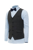 Gilet da uomo nero con rever scialle con 6 pezzi set di accessori