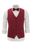 Gilet da uomo con catena bordeaux con set di accessori da 5 pezzi