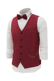 Gilet da uomo con catena bordeaux con set di accessori da 5 pezzi