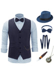 Gilet da uomo con catena Navy con set di accessori in 5 pezzi