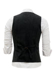 Gilet da uomo gessato nero con set di accessori da 5 pezzi