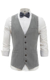 Gilet da uomo gessato grigio chiaro con set di accessori in 5 pezzi