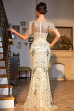 Abito lungo Gatsby con paillettes dorate scintillanti con set di accessori anni '20