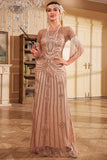 Sparkly Champagne paillettes lunghe frange 1920s vestito con accessori set