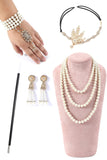Glitter Champagne Paillettes frangiato 1920s Gatsby Dress con accessori Set