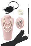 Scintillante nero frangia 1920s Gatsby Abito con 20s accessori set