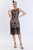 Scintillante nero fard frangia 1920s Gatsby Abito con 20s accessori set