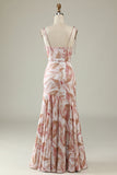 Abito da damigella d'onore a sirena floreale Boho blush