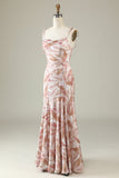Abito da damigella d'onore a sirena floreale Boho blush