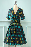 Abito vintage Black Big Polka Dots anni '50