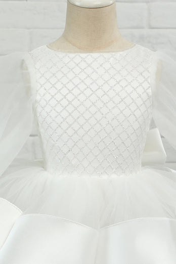 Avorio Maniche Lunghe Fiore Ragazza Dress