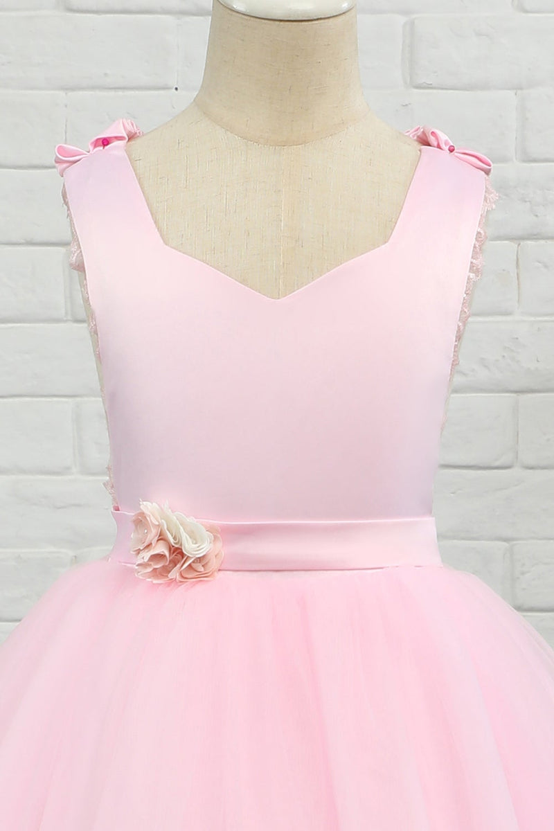 Carica l&#39;immagine nel visualizzatore di Gallery, Vestito da ragazza a fiore di lunghezza del pavimento rosa