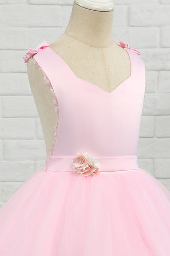 Vestito da ragazza a fiore di lunghezza del pavimento rosa