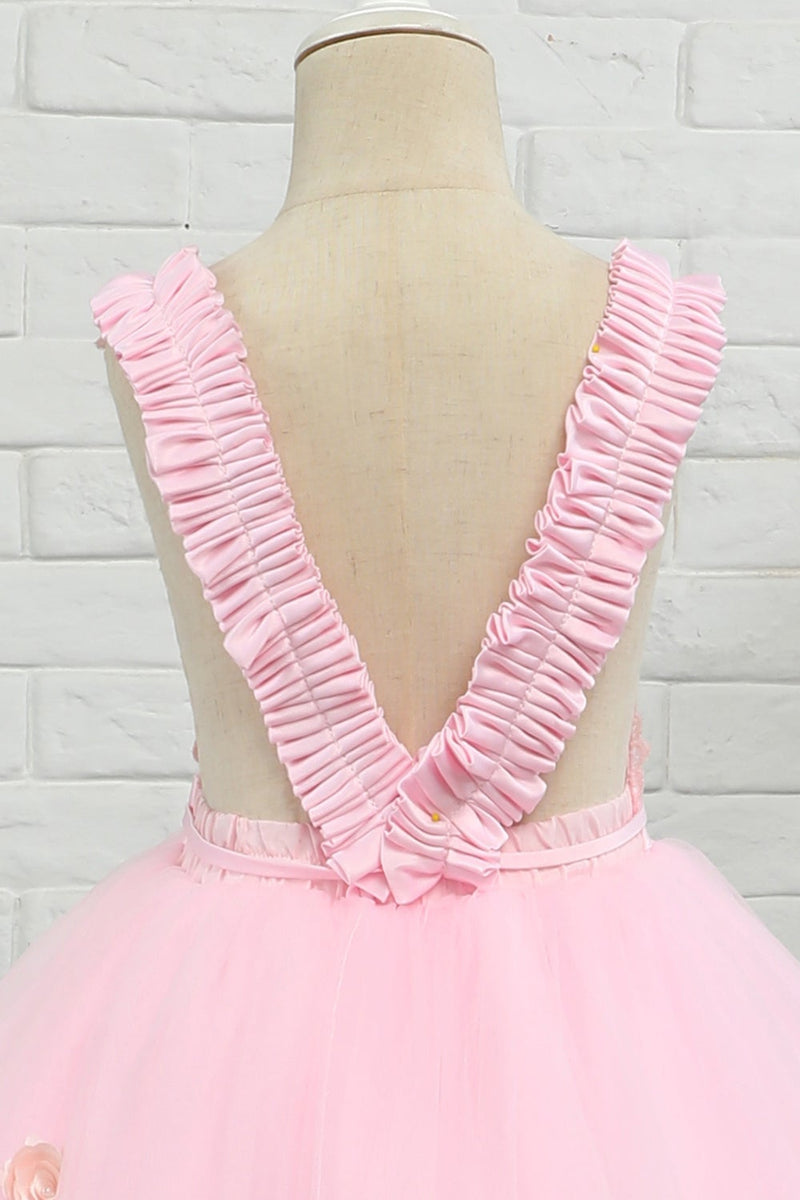 Carica l&#39;immagine nel visualizzatore di Gallery, Vestito da ragazza a fiore di lunghezza del pavimento rosa