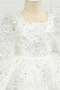 Carica l&#39;immagine nel visualizzatore di Gallery, Paillettes Avorio Flower Girl Dress con Fiocco