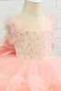 Carica l&#39;immagine nel visualizzatore di Gallery, Pink Beading Tulle Flower Girl Dress con fiocco