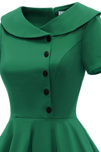 Abito vintage anni '50 con colletto alla Peterpan verde