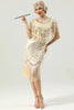 Carica l&#39;immagine nel visualizzatore di Gallery, Champagne paillettes scintillanti gatsby abito anni &#39;20 con nappa