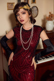 Rosso Gatsby paillettes abito flapper anni '20 con nappa