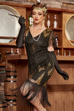 Black & Gold Sequins 1920s Flapper Abito