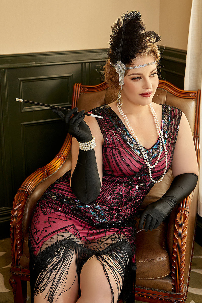 Carica l&#39;immagine nel visualizzatore di Gallery, Abito Flapper Taglie Forti Fuchisa anni &#39;20