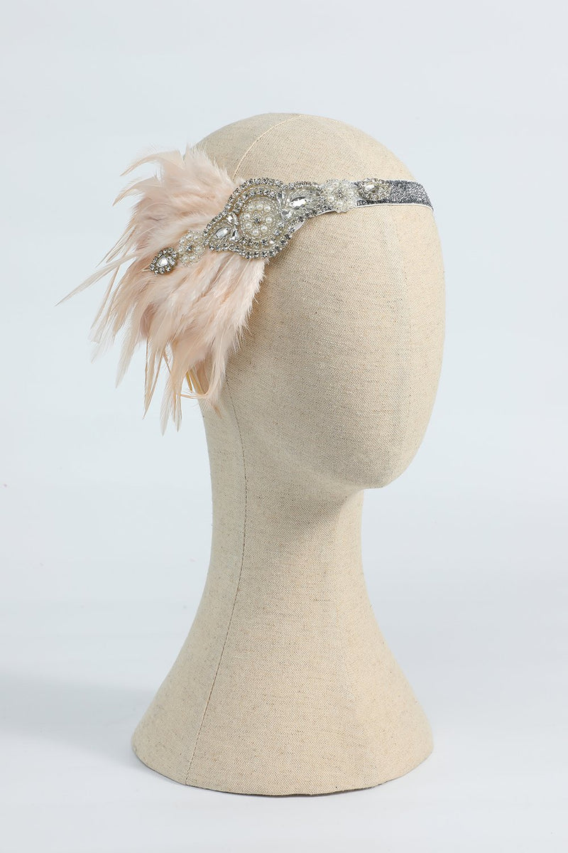 Carica l&#39;immagine nel visualizzatore di Gallery, Blush 1920s Fascia per paillettes con piuma