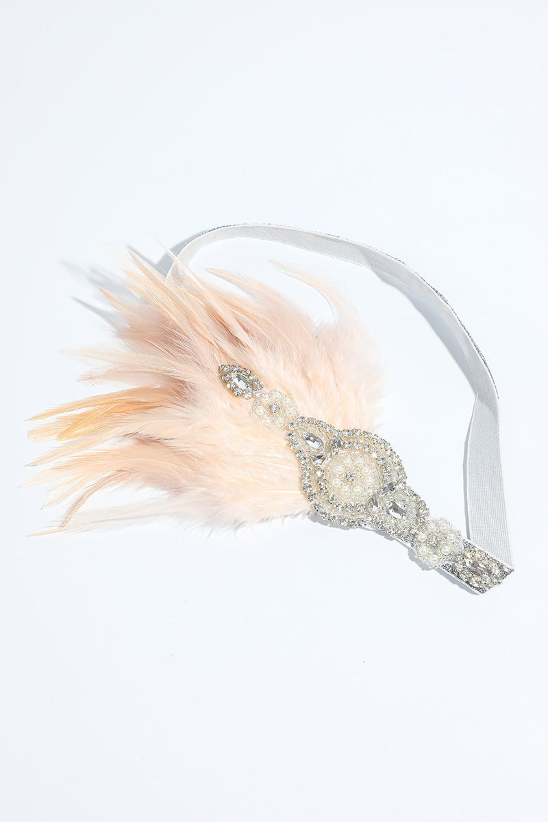Carica l&#39;immagine nel visualizzatore di Gallery, Blush 1920s Fascia per paillettes con piuma