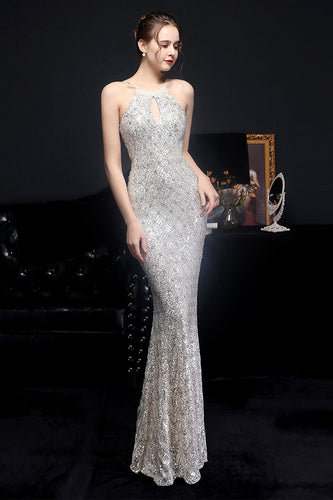 Abito da festa silver halter paillettes