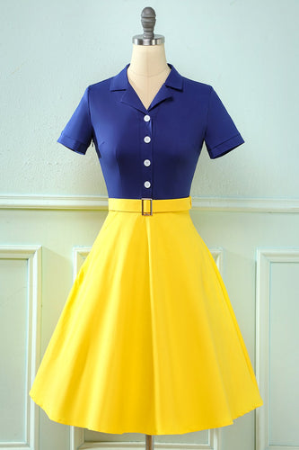 Girocollo anni '50 Swing Dress con bottone