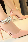 Cinturino alla caviglia argento Prom Heels con cristalli
