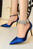 Carica l&#39;immagine nel visualizzatore di Gallery, Cinturino alla caviglia argento Prom Heels con cristalli
