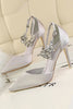 Carica l&#39;immagine nel visualizzatore di Gallery, Cinturino alla caviglia argento Prom Heels con cristalli