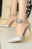 Cinturino alla caviglia argento Prom Heels con cristalli