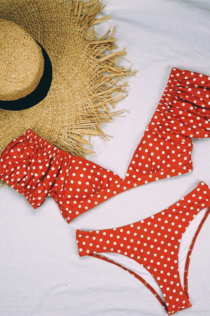 Carica l&#39;immagine nel visualizzatore di Gallery, Puff Sleeve Polka Dot V-Neck Bikini
