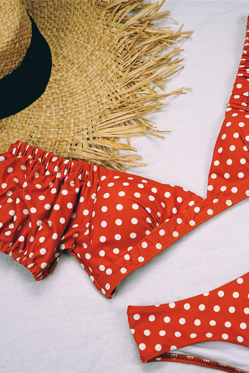 Carica l&#39;immagine nel visualizzatore di Gallery, Puff Sleeve Polka Dot V-Neck Bikini