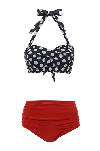 Nero Verde Foglie Due Pezzi Bikini