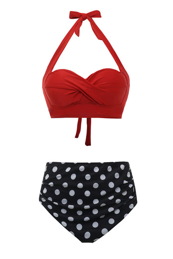 Nero Verde Foglie Due Pezzi Bikini