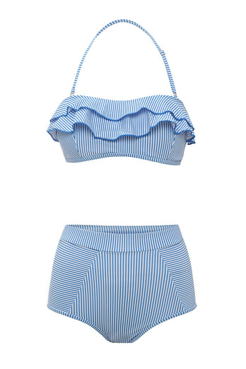 Bikini a due pezzi a strisce blu