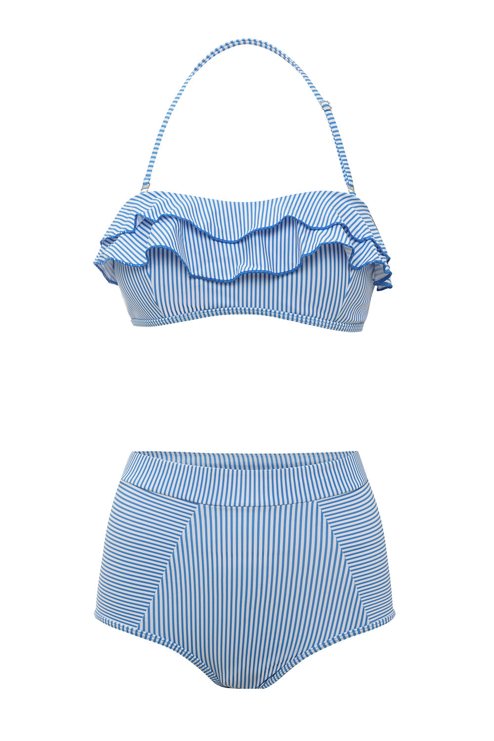 Bikini a due pezzi a strisce blu