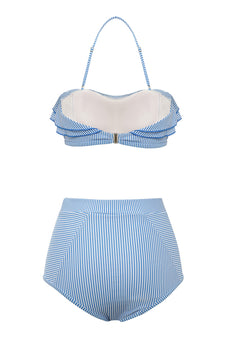 Bikini a due pezzi a strisce blu
