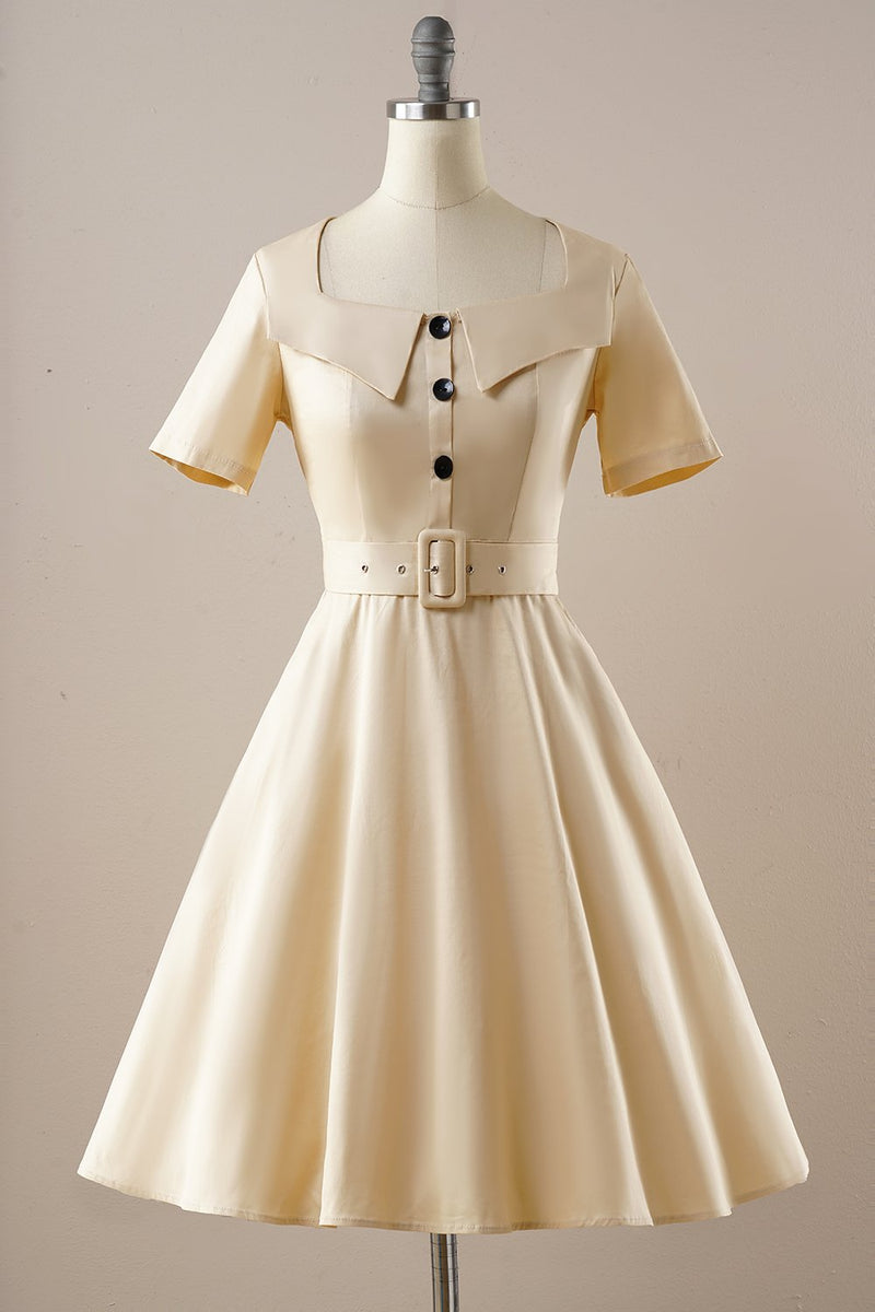 Carica l&#39;immagine nel visualizzatore di Gallery, Abito Vintage Albicocca Square Collo 1950s