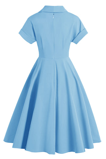 Abito vintage giallo elegante con scollo a V