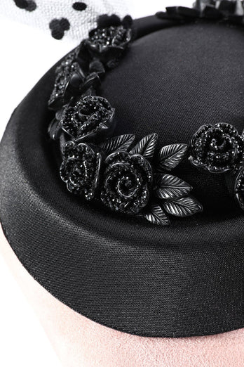 Cappello da strega di Halloween da donna nera con applique